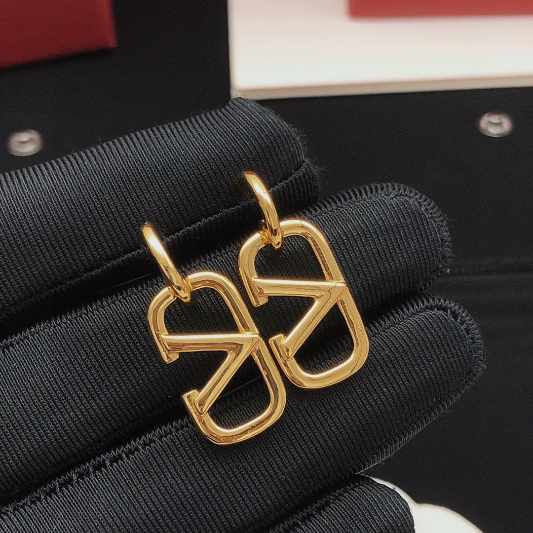 Signature Emblem Drop Earrings in Gold-Tone – Design 01 detail view