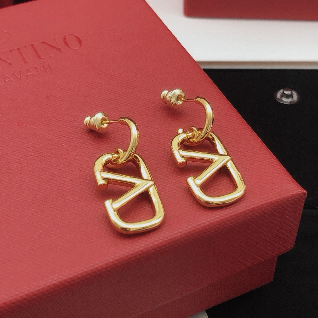 Signature Emblem Drop Earrings in Gold-Tone – Design 01 styled detail