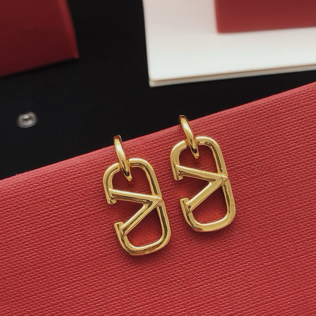 Signature Emblem Drop Earrings in Gold-Tone – Design 01 front view