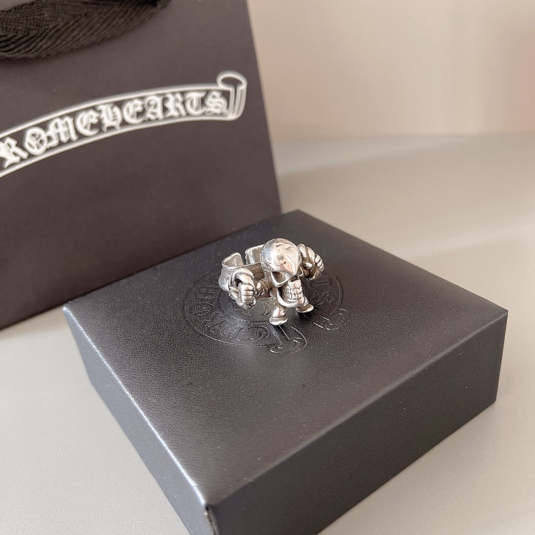 Gothic Emblem Statement Ring in Metal-Tone – Design 01 front product view