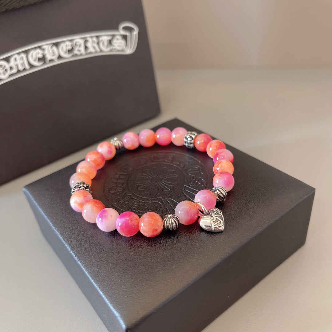 Gothic Emblem Beaded Bracelet in Antique Silver-Tone – Design 41 detail view