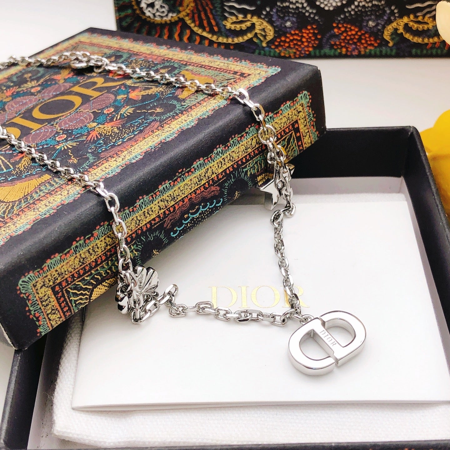 Heart Motif Pendant Necklace in Polished Metal-Tone – Design 011 front view