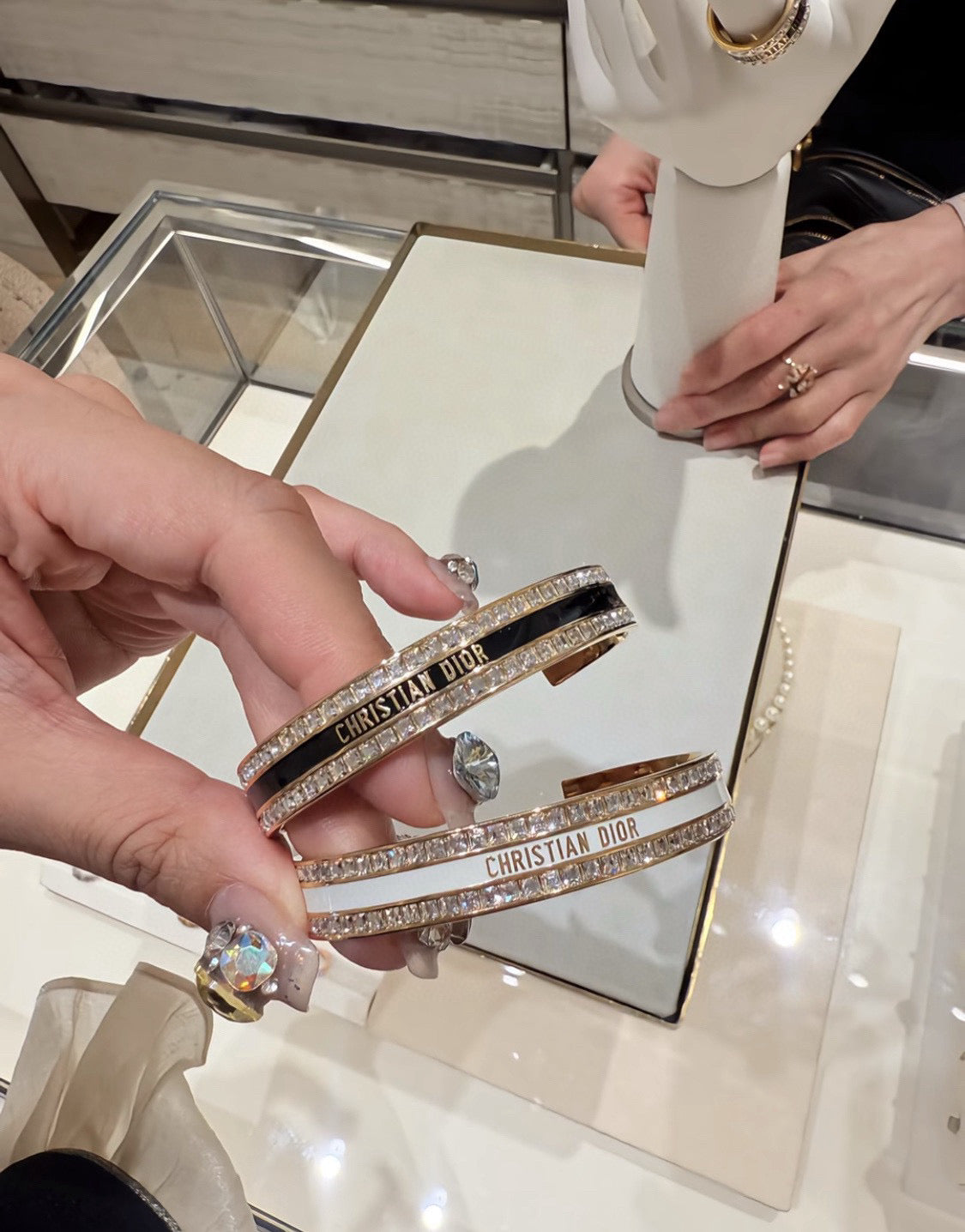 Sculptural Statement Bracelet in Black-Tone with Crystal-Style Accents – Design 003 main product view