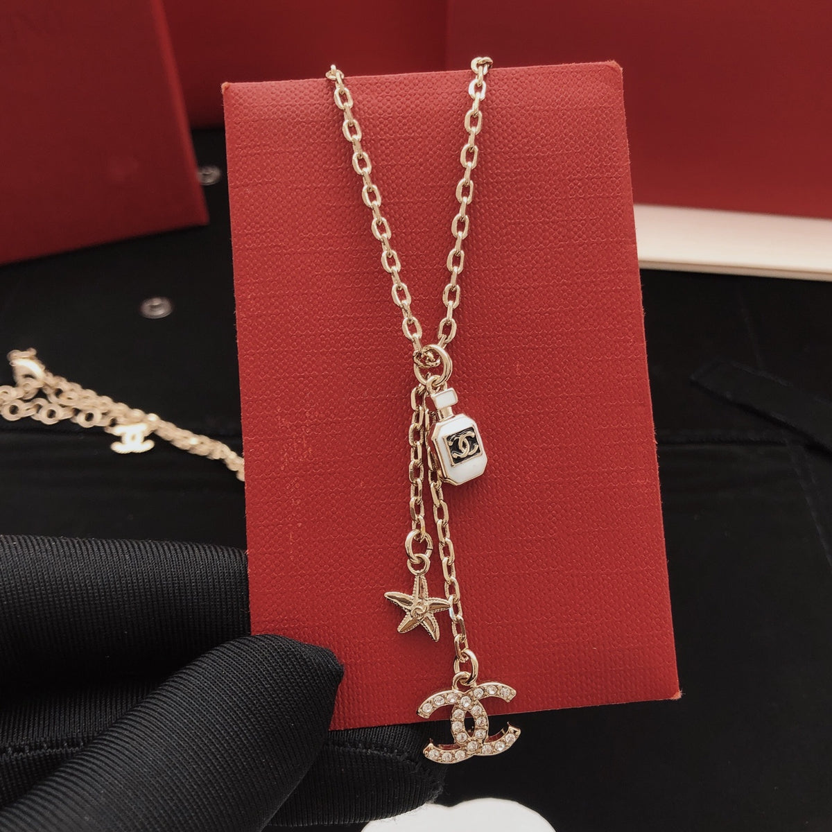 Star Pendant Necklace in Gold-Tone – Star Detail – Design 003 main product view