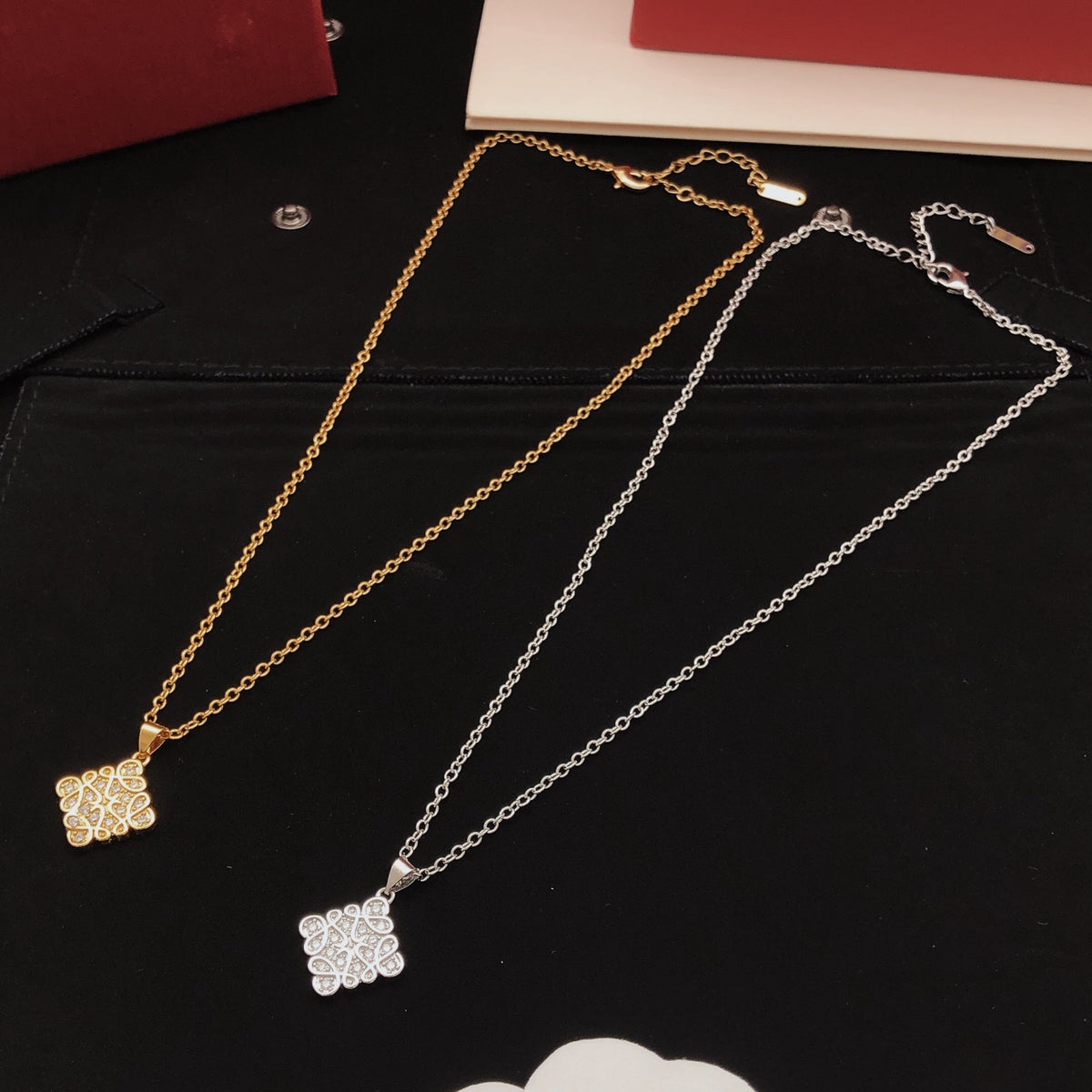 Sculptural Pendant Necklace in Polished Metal-Tone – Design 01 styled view