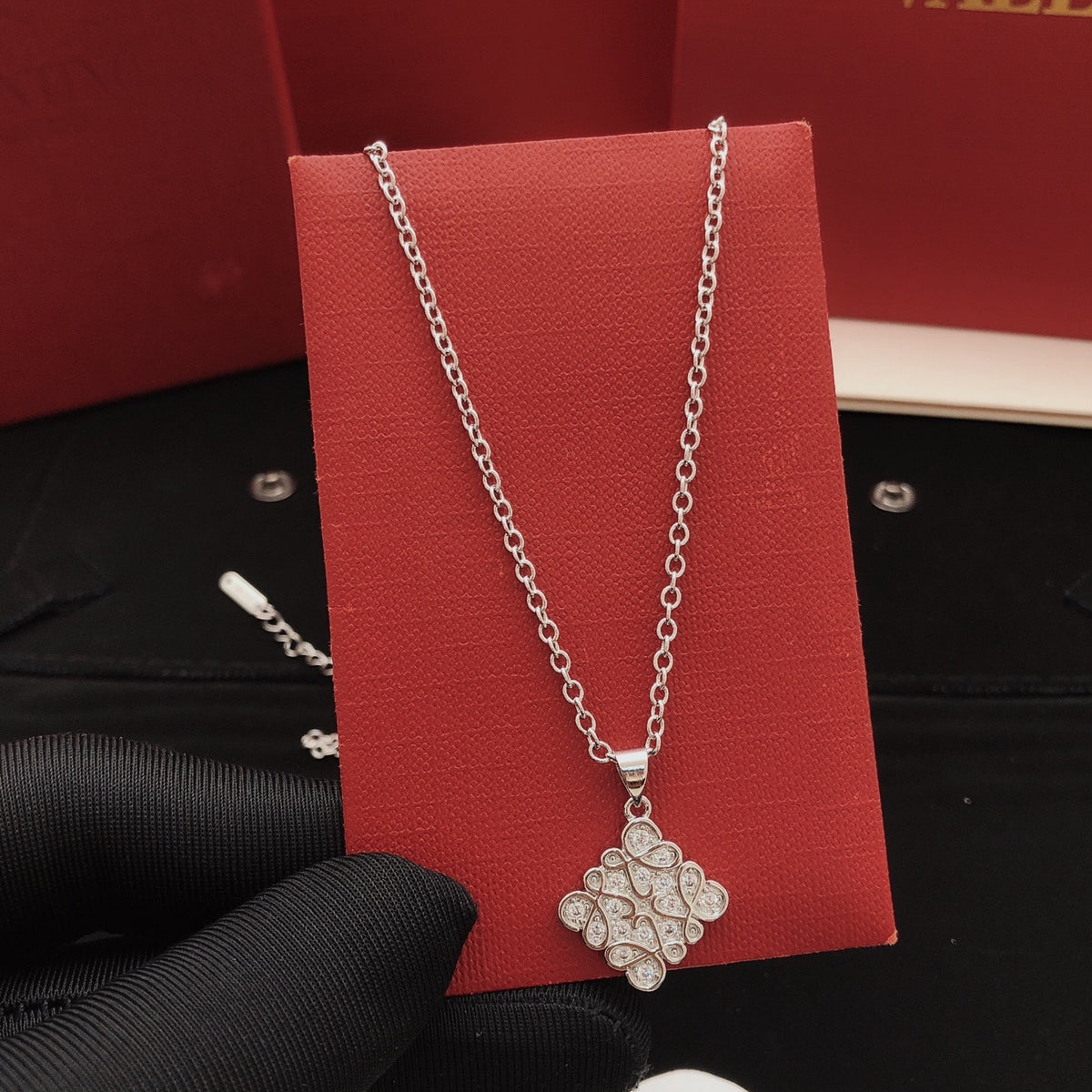 Sculptural Pendant Necklace in Polished Metal-Tone – Design 02 main product view