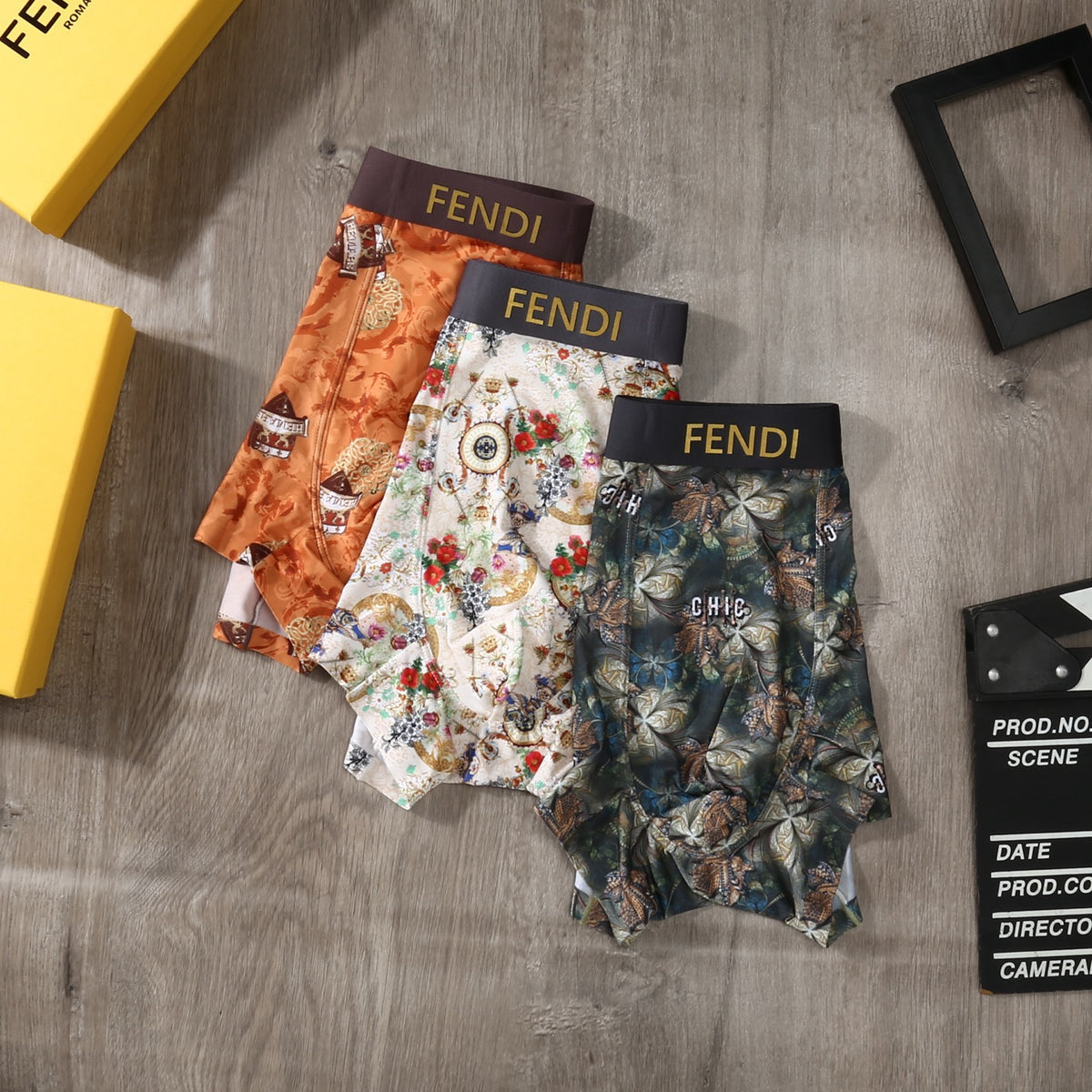 Fendi Floral Print Men's Trunk Underwear - 3-Piece Box