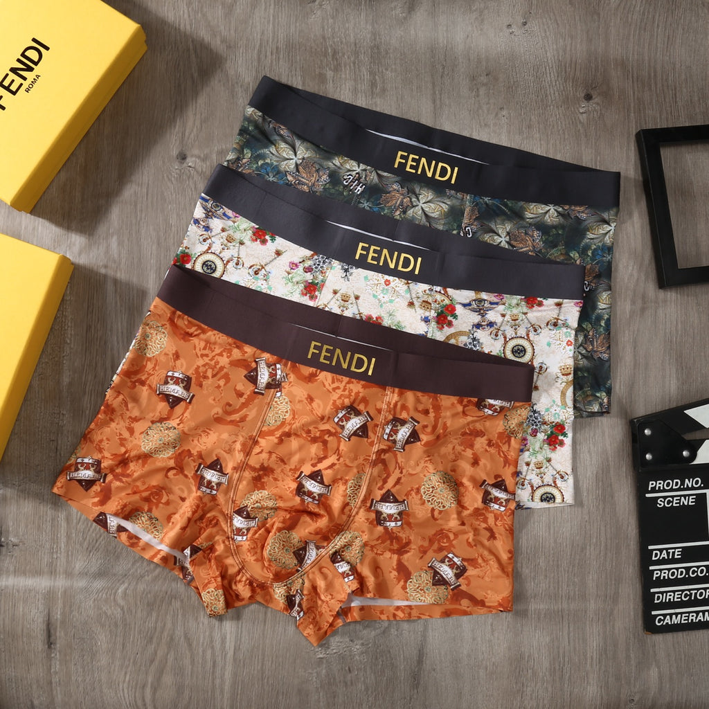 Fendi Ice-Silk Men's Boxer Briefs - 3-Piece Box