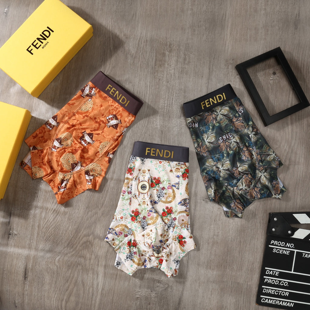 Fendi Ice-Silk Men's Boxer Briefs - 3-Piece Box