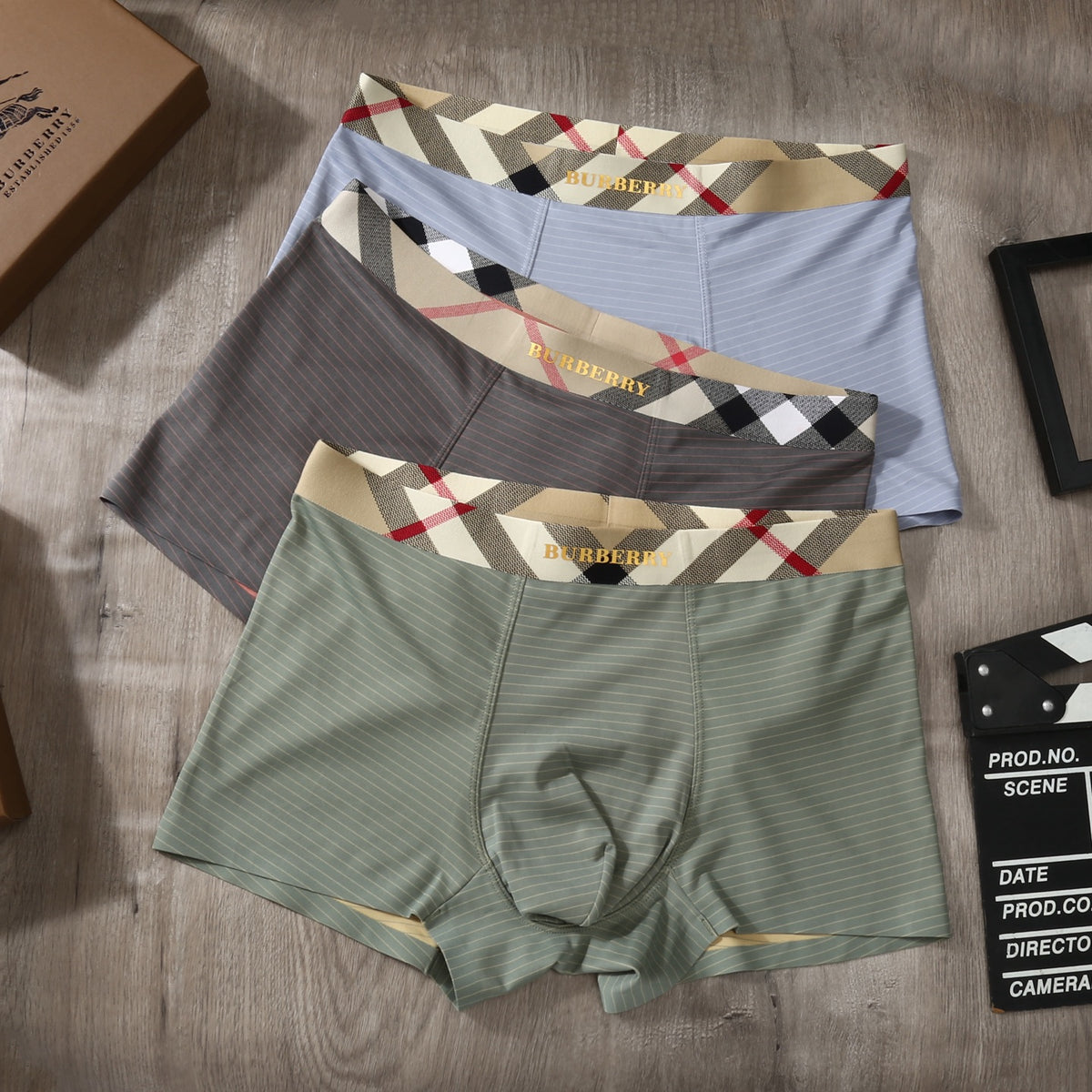 Burberry Check Waistband Men's Trunk Underwear - 3-Piece Box