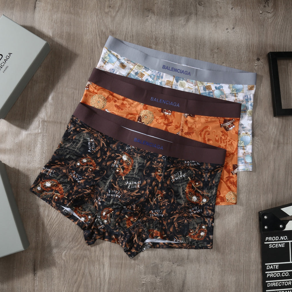 Balenciaga Ice-Silk Men's Boxer Briefs - 3-Piece Box