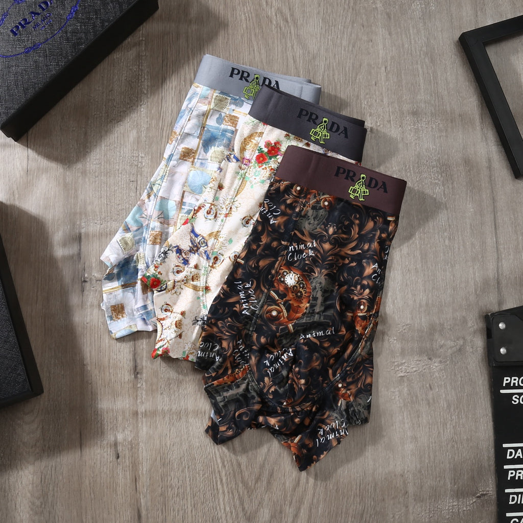 Prada Ice-Silk Men's Boxer Briefs - 3-Piece Box