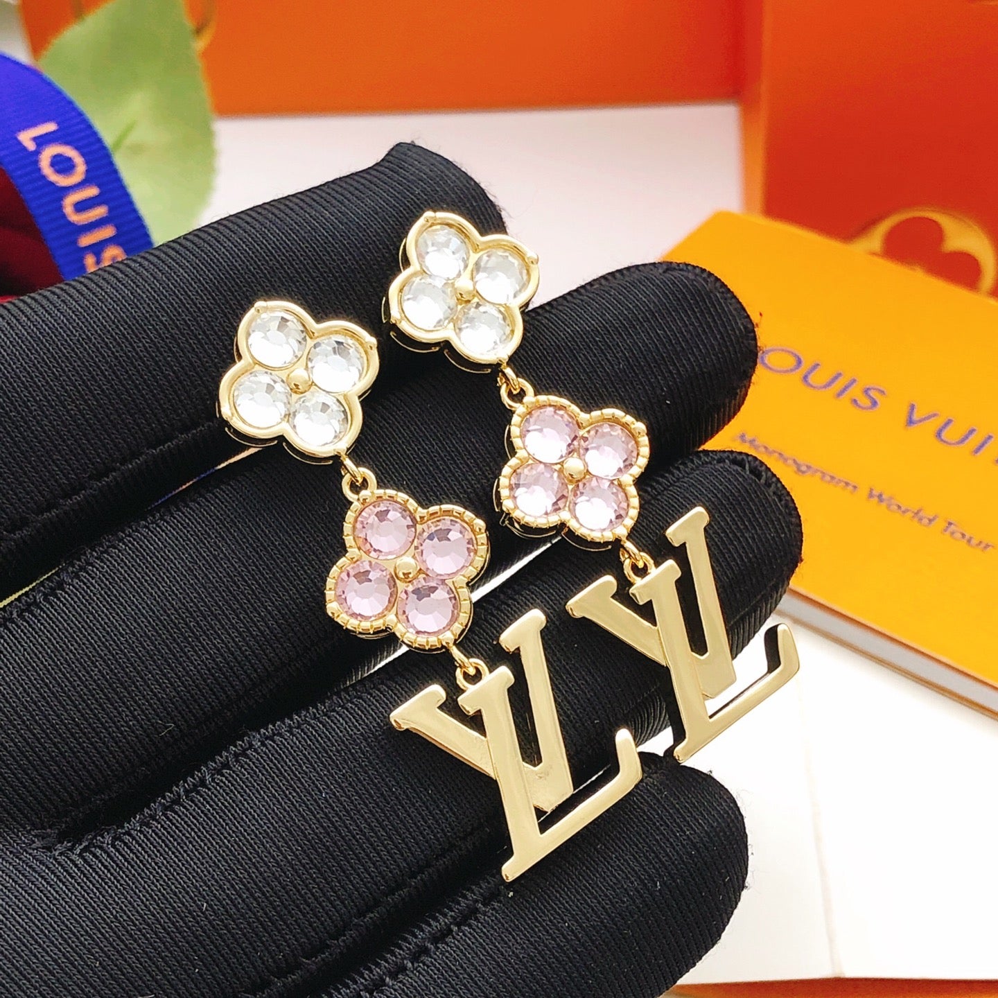 Floral Stud Earrings in Gold-Tone – Design 004 main product view