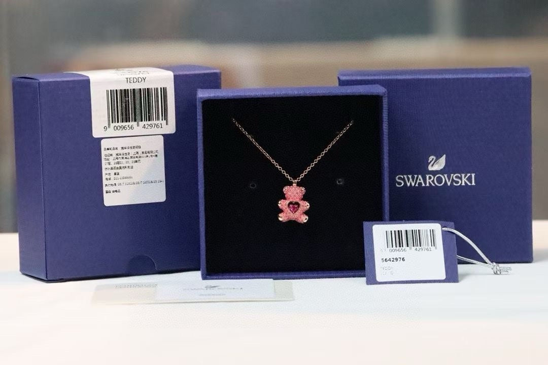 Teddy Bear Necklace & Earrings Set front product view