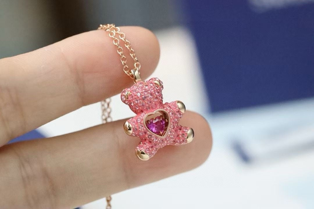 Teddy Bear Necklace & Earrings Set side detail