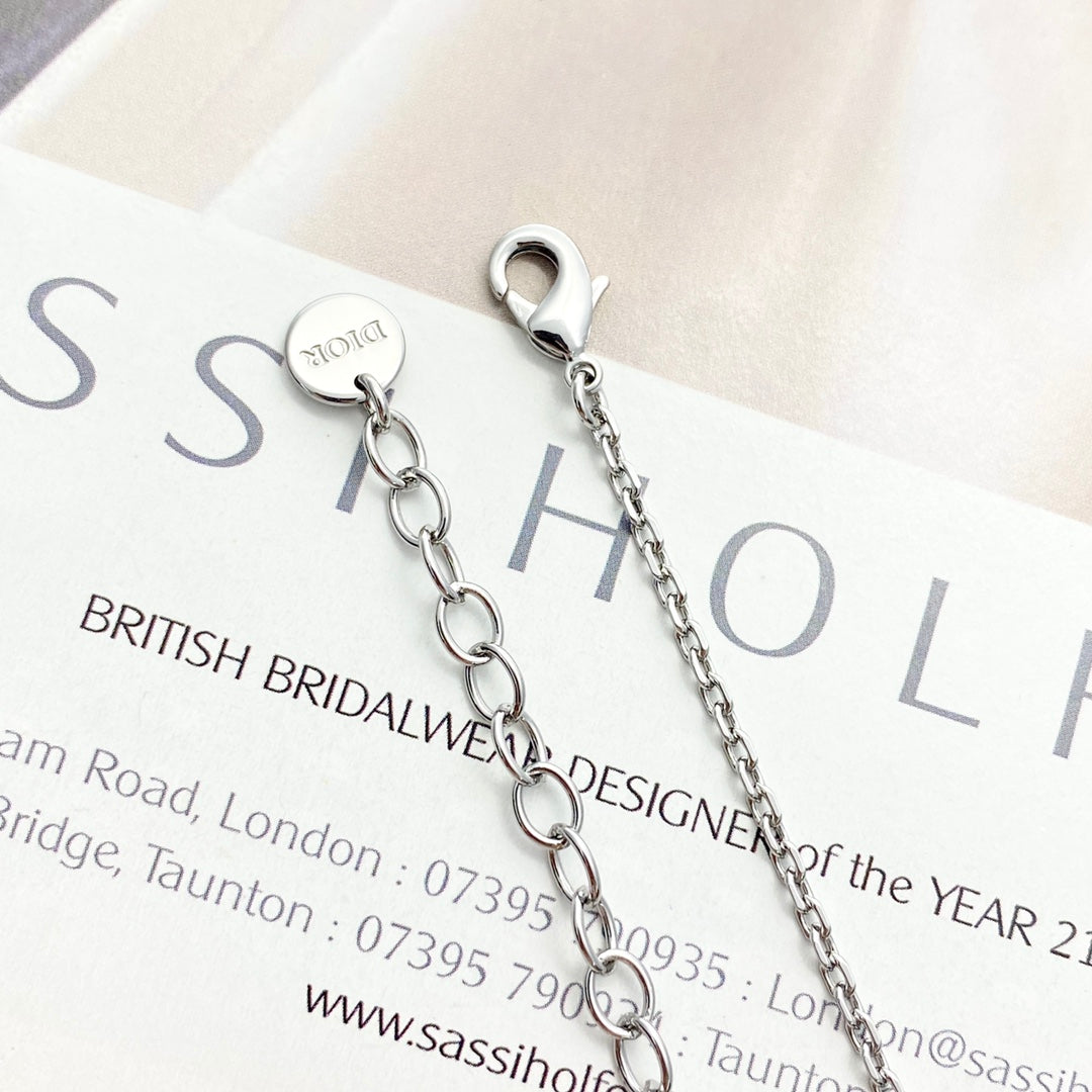 Heart Motif Pendant Necklace in Silver-Tone with Crystal-Style Accents – Design 001 main product view