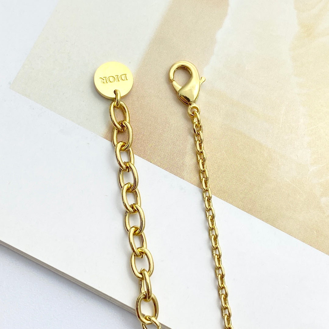 Star Motif Pendant Necklace in Polished Metal-Tone with Crystal-Style Accents – Design 002 main product view