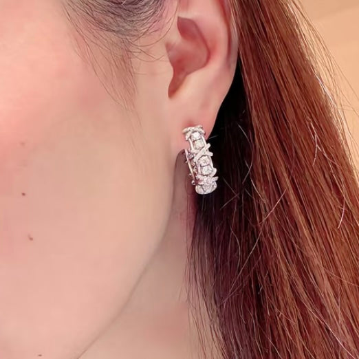 Signature Emblem Crystal-Accent Stud Earrings – Design 024 styled product view