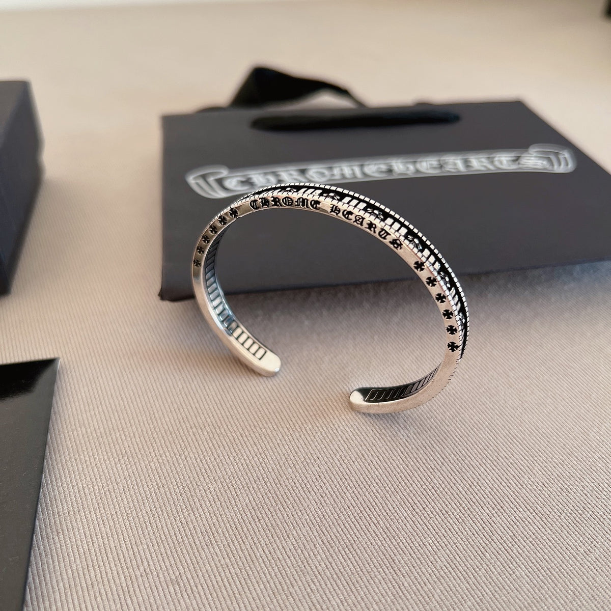 Gothic Emblem Statement Bracelet in Metal-Tone – Design 15 front product view