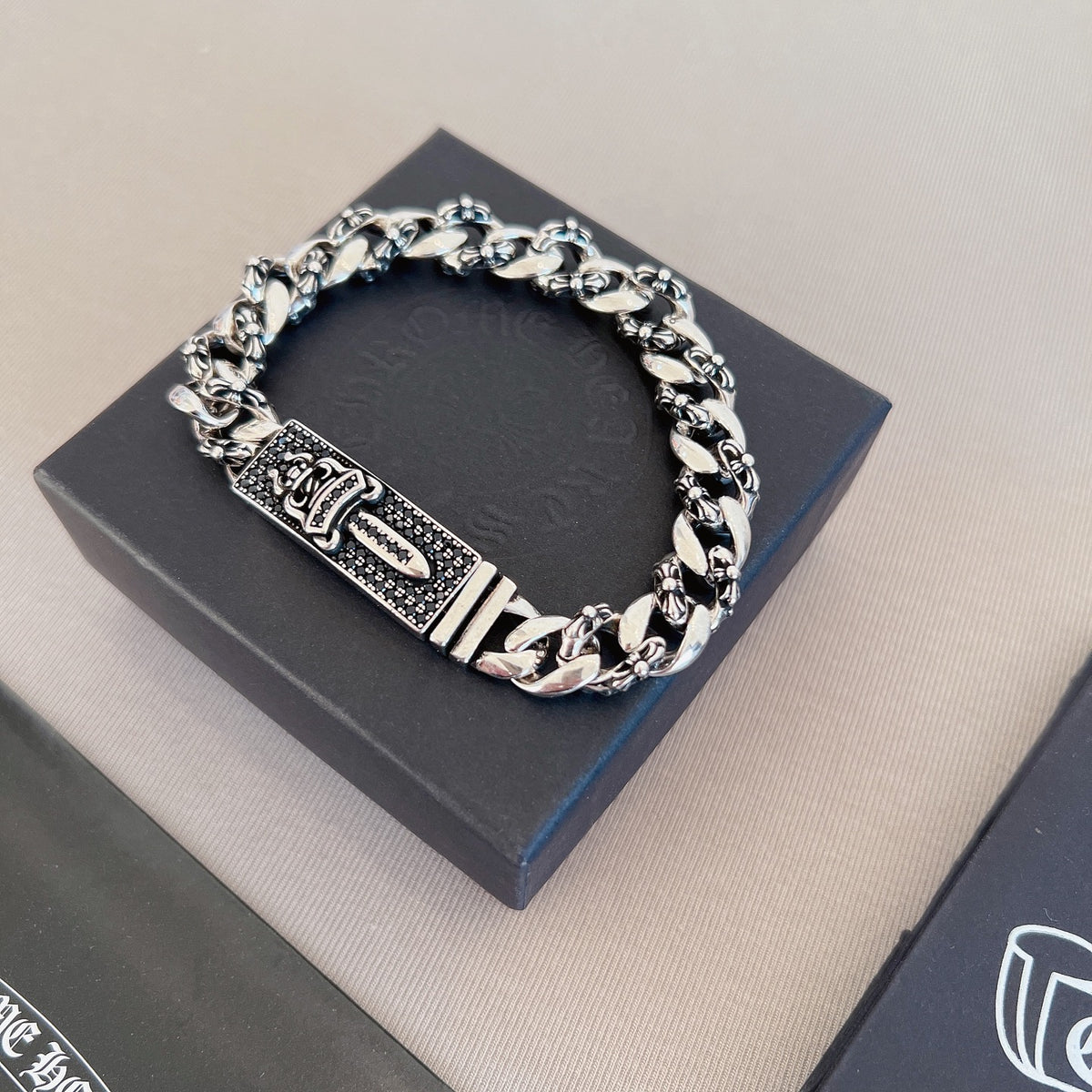 Gothic Emblem Statement Bracelet in Metal-Tone – Design 16 side detail