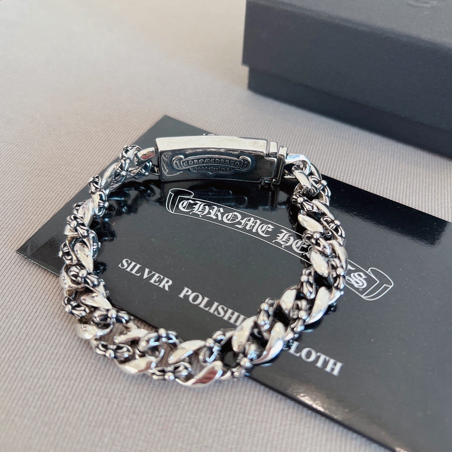 Gothic Emblem Statement Bracelet in Metal-Tone – Design 16 detail view