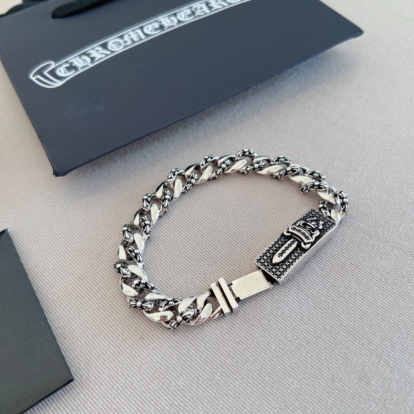 Gothic Emblem Statement Bracelet in Metal-Tone – Design 16 main product view