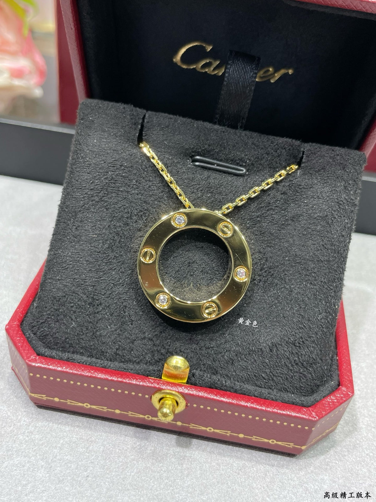 Sculptural Pendant Necklace in Gold-Tone with Crystal-Style Accents – Design 01 side detail