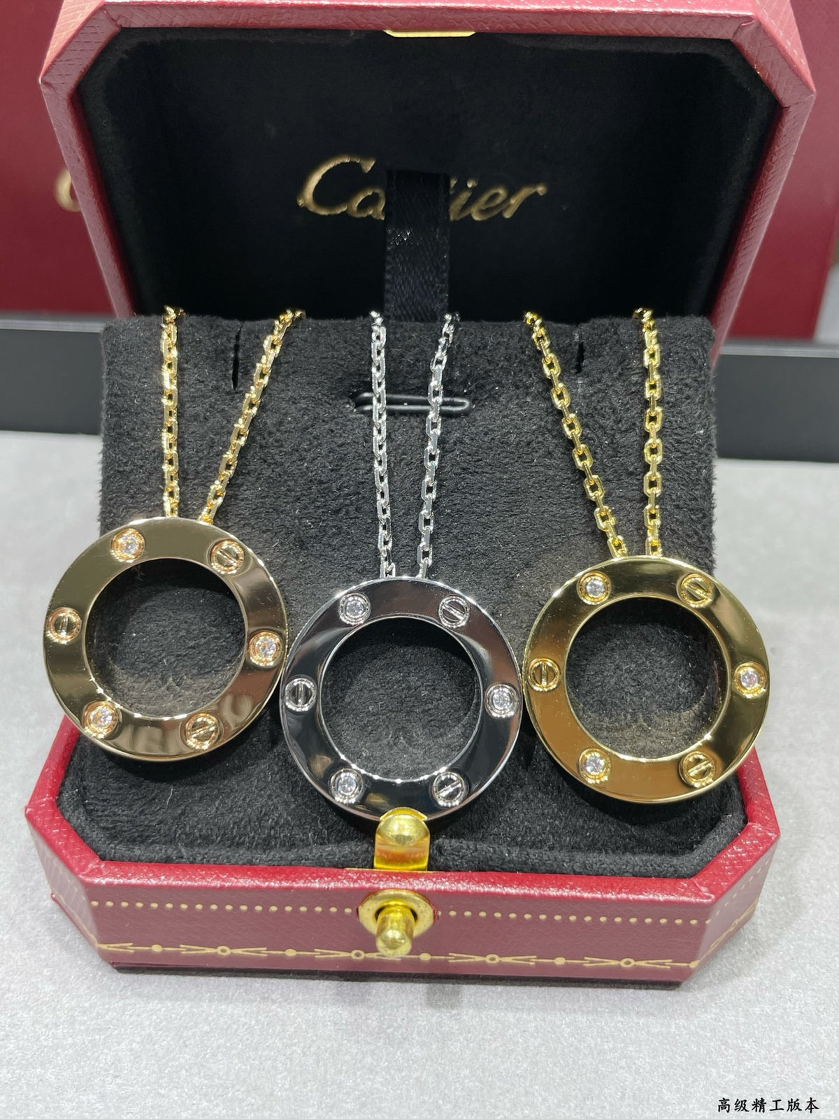 Sculptural Pendant Necklace in Gold-Tone with Crystal-Style Accents – Design 01 styled view