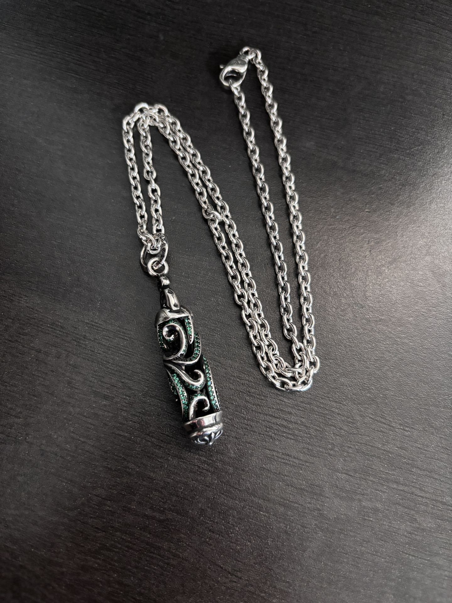 Gothic Emblem Pendant Necklace in Metal-Tone – Design 46 main product view