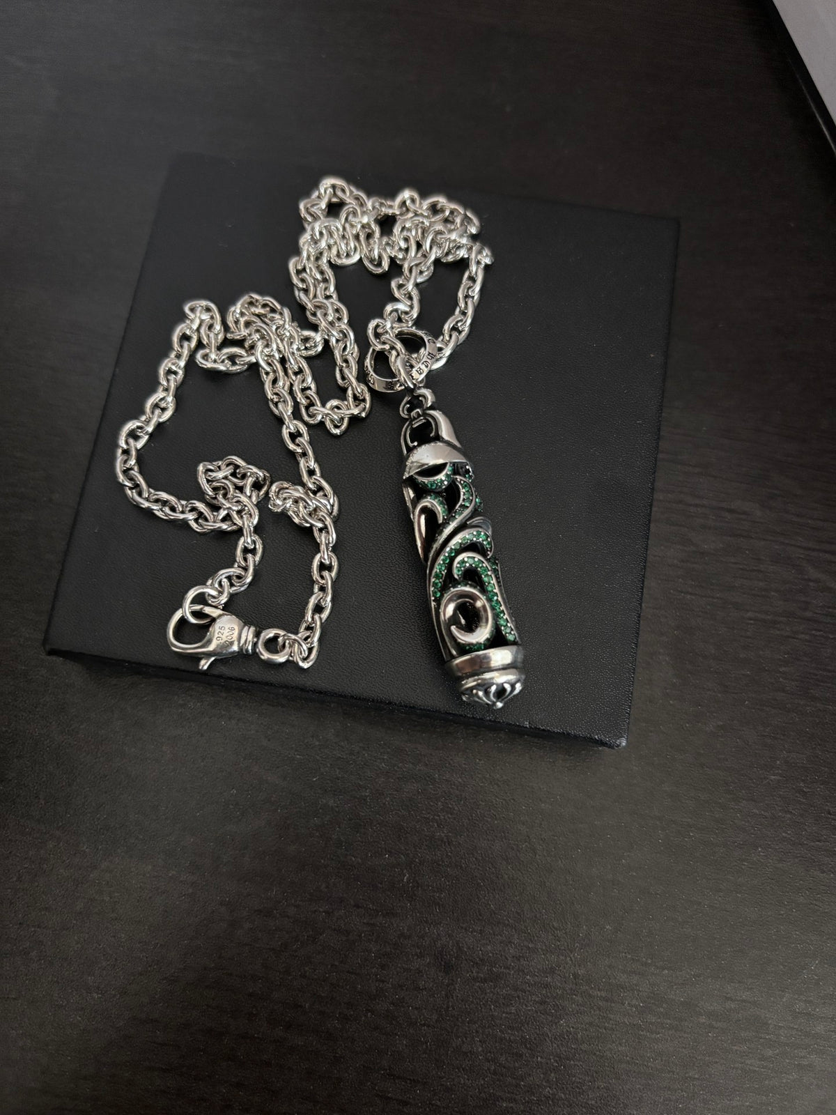 Gothic Emblem Pendant Necklace in Metal-Tone – Design 46 detail view