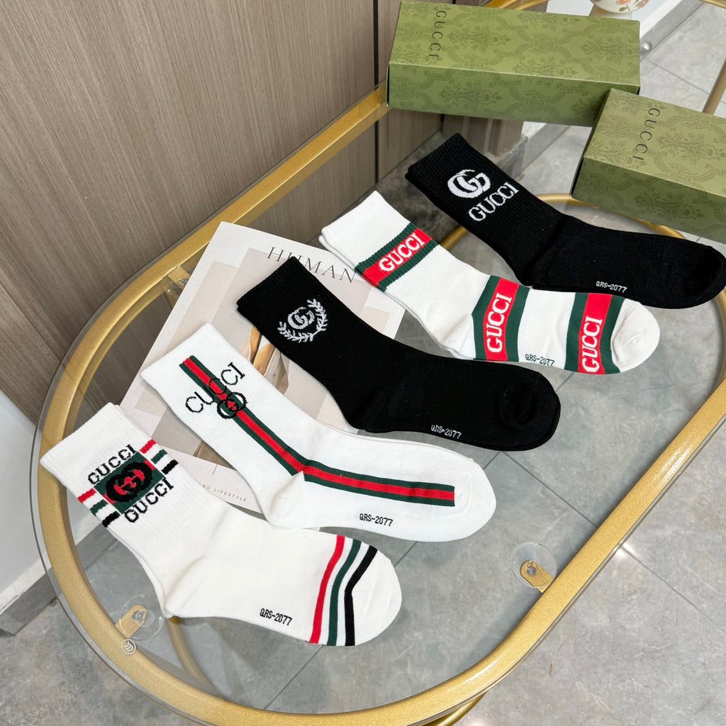 Gucci Cotton Crew Socks - 5-Pair Pack