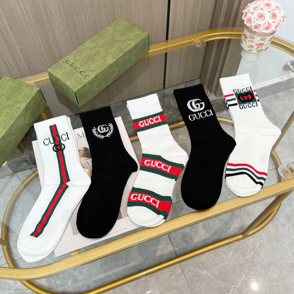 Gucci Cotton Crew Socks - 5-Pair Pack