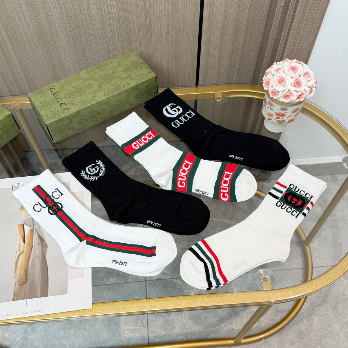 Gucci Cotton Crew Socks - 5-Pair Pack