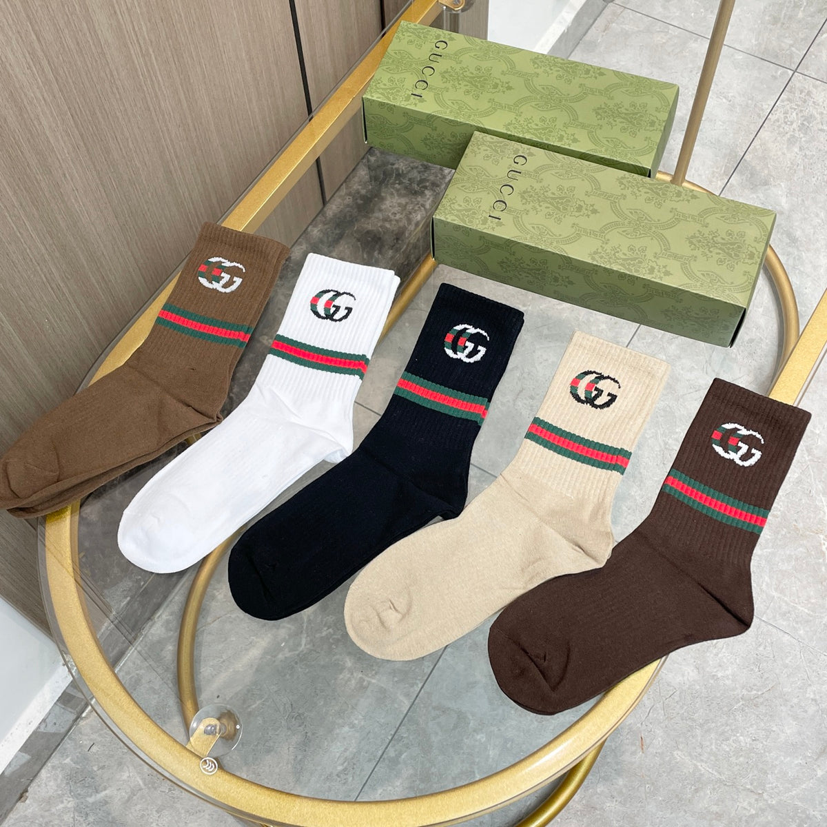 Gucci Cotton Crew Socks - 5-Pair Pack
