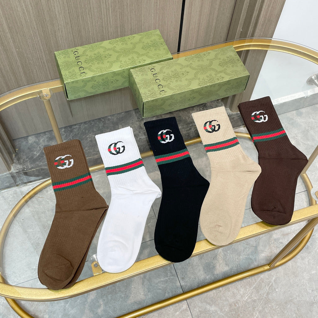 Gucci Cotton Crew Socks - 5-Pair Pack