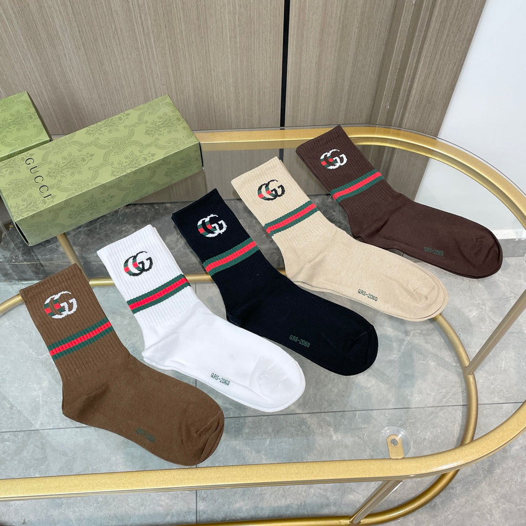 Gucci Cotton Crew Socks - 5-Pair Pack