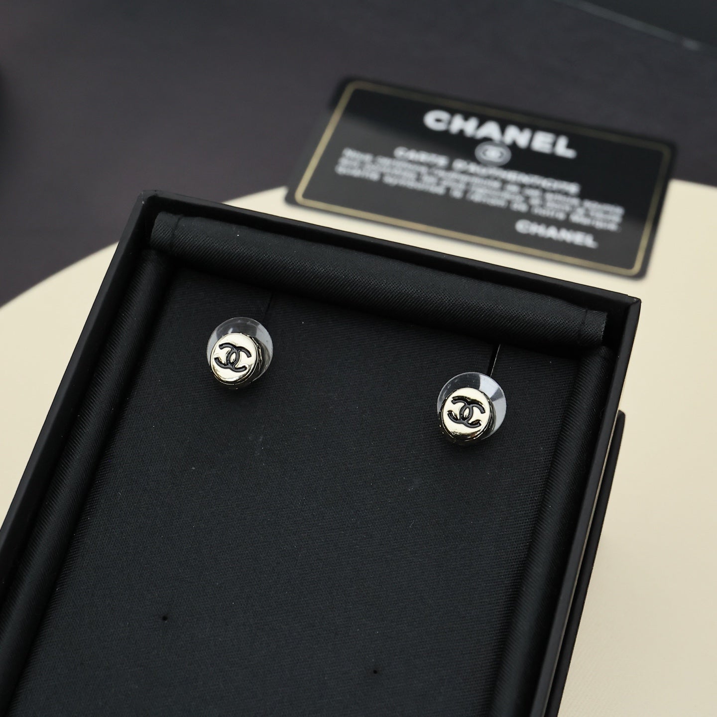 Signature Emblem Stud Earrings in Polished Metal-Tone – Pink Detail side detail