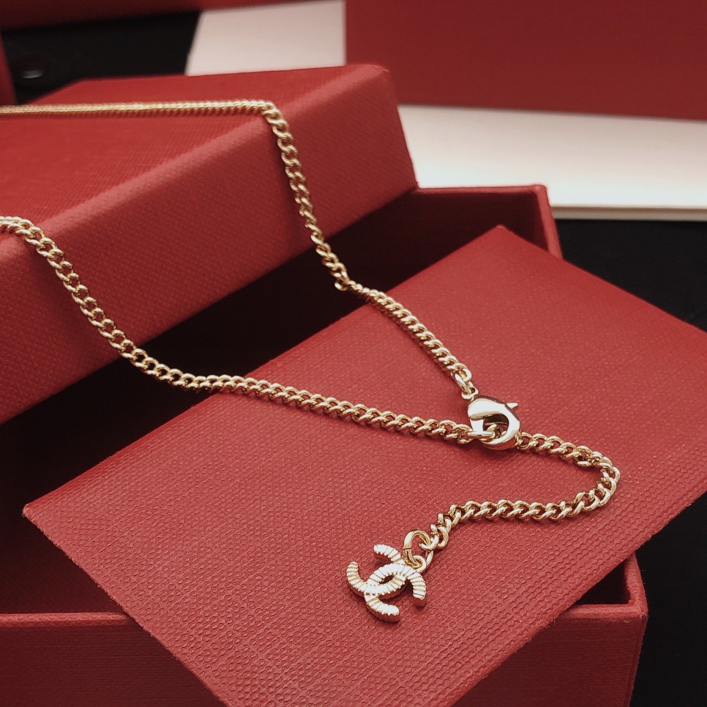 Double-C Emblem Crystal-Accent Pendant Necklace – Design 019 front product view