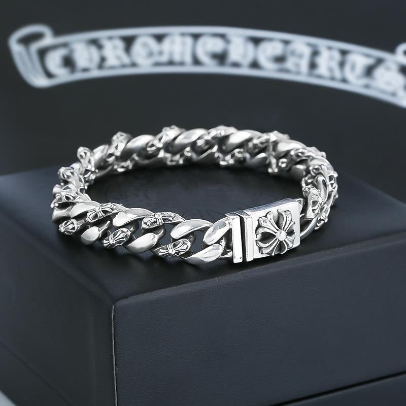 Cross Statement Bracelet in Antique Silver-Tone – Design 05 styled product view