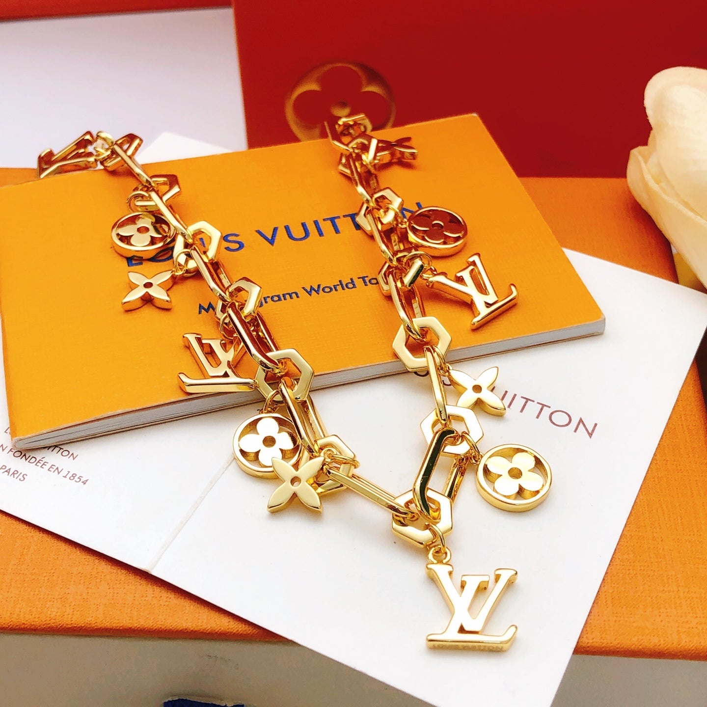 Geometric Emblem Pendant Necklace in Gold-Tone – Design 054 main product view