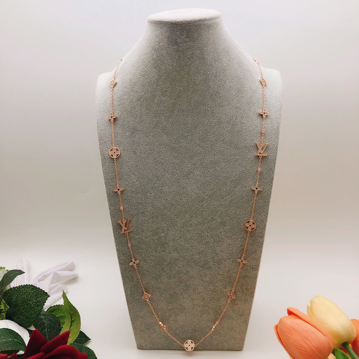 Geometric Emblem Pendant Necklace in Rose-Gold-Tone – Rose Gold Detail – Design 006 main product view