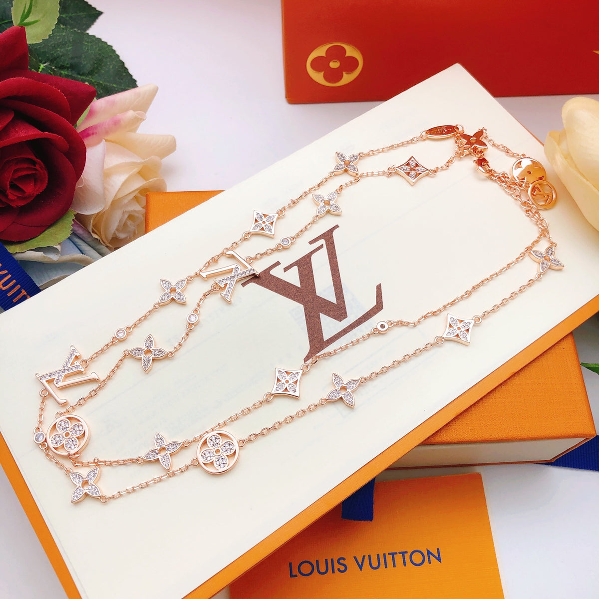 Geometric Emblem Pendant Necklace in Rose-Gold-Tone – Rose Gold Detail – Design 017 close-up detail