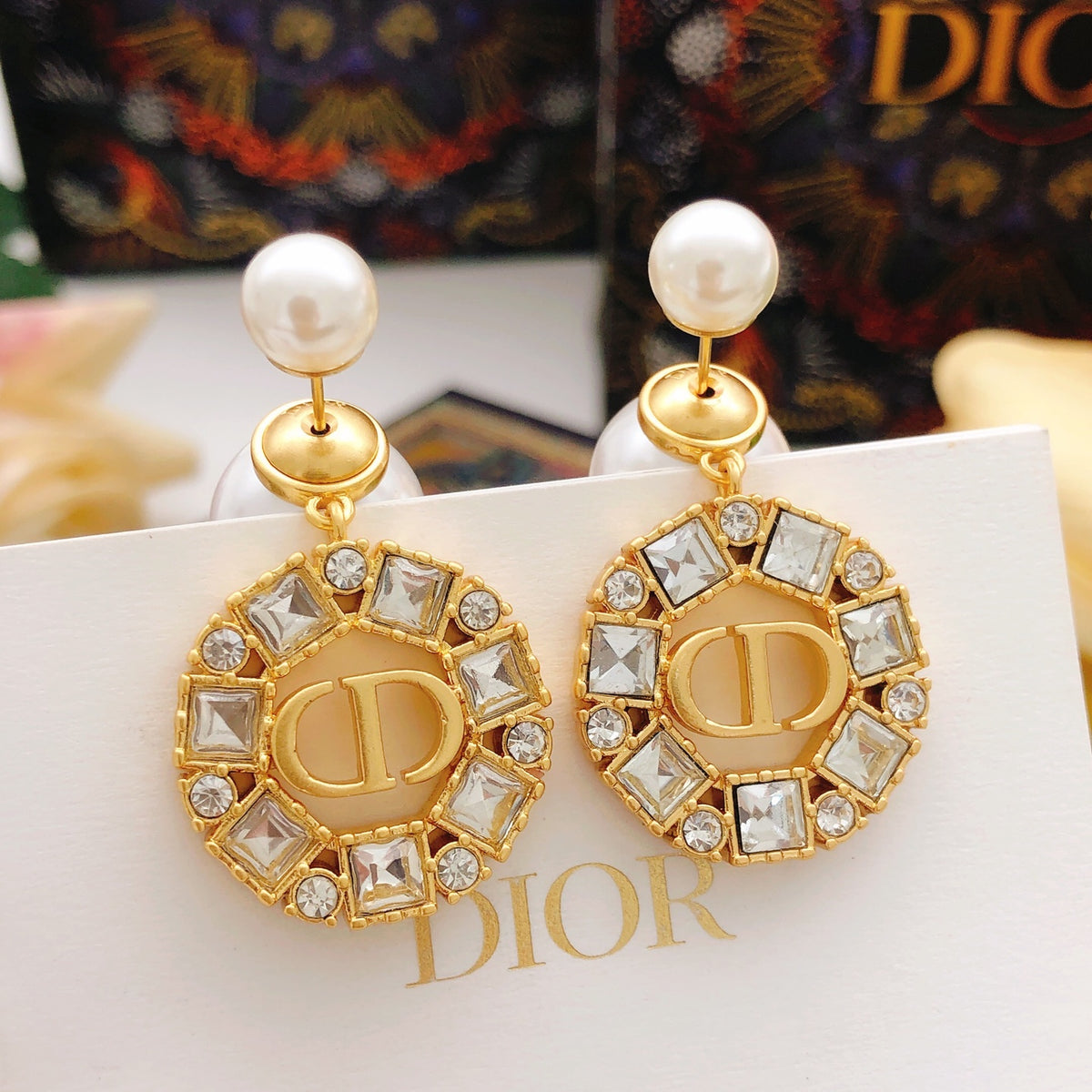 Sculptural Stud Earrings in Polished Metal-Tone with Crystal-Style Accents – Design 003 main product view
