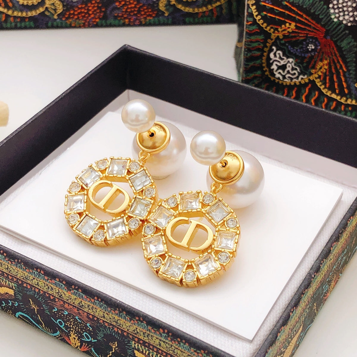 Sculptural Stud Earrings in Polished Metal-Tone with Crystal-Style Accents – Design 003 side detail