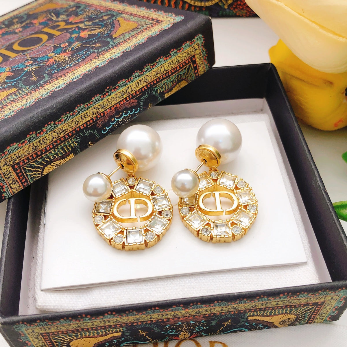 Sculptural Stud Earrings in Polished Metal-Tone with Crystal-Style Accents – Design 003 close-up detail