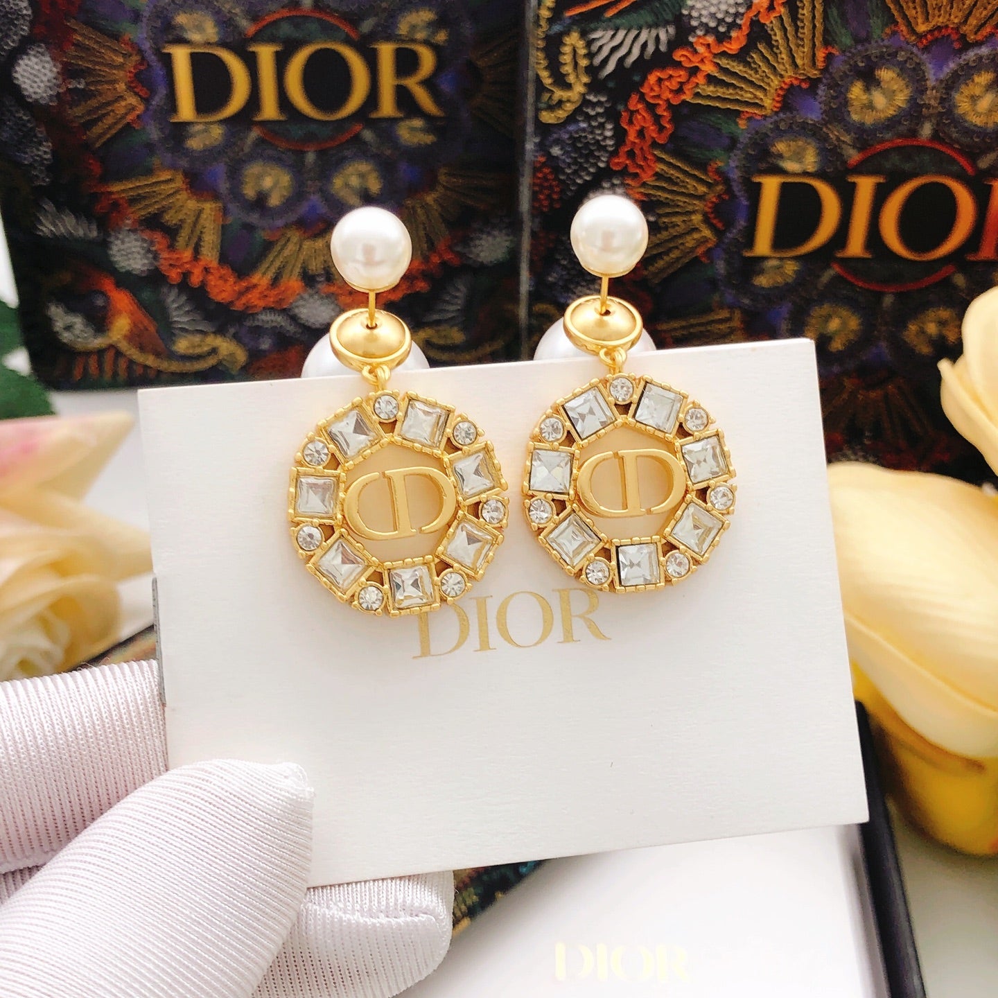 Sculptural Stud Earrings in Polished Metal-Tone with Crystal-Style Accents – Design 003 front view