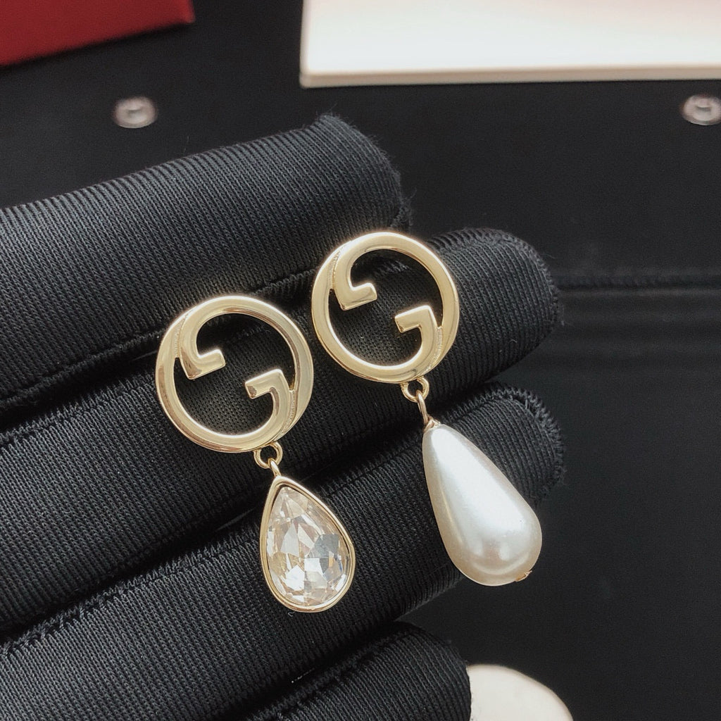 Geometric Emblem Statement Earrings in Gold-Tone – Design 003 detail view