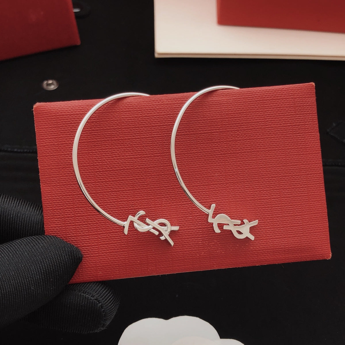 Round Statement Earrings in Silver-Tone front product view