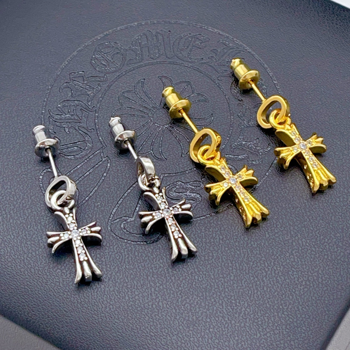 Gothic Emblem Stud Earrings in Metal-Tone styled product view