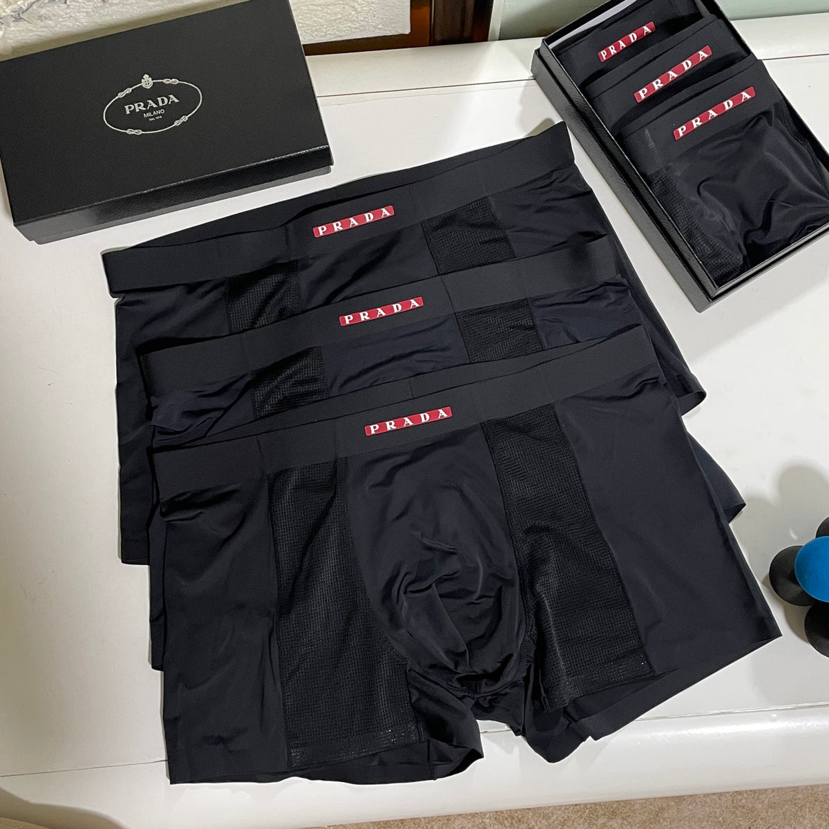 Prada Black Men's Boxer Briefs - 3-Piece Box